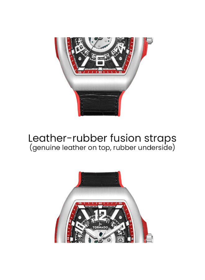 ساعة تورنادو زينيث الرجالية التناظرية ذات المينا السوداء - T25301-SLBBR