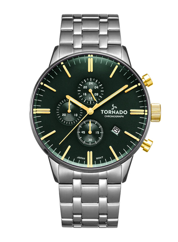 Tornado CELESTIA ELITE Men's Chronograph Green Dial Watch - T6102-SBSH