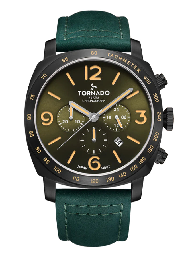 Tornado LUMINA CHRONOSPHERE Men's Chronograph Green Dial Watch - T9102-BLHH