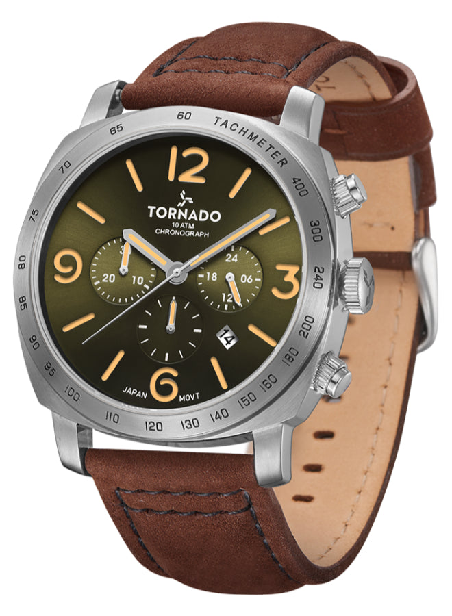 Tornado LUMINA CHRONOSPHERE Men's Chronograph Green Dial Watch - T9102-SLDH