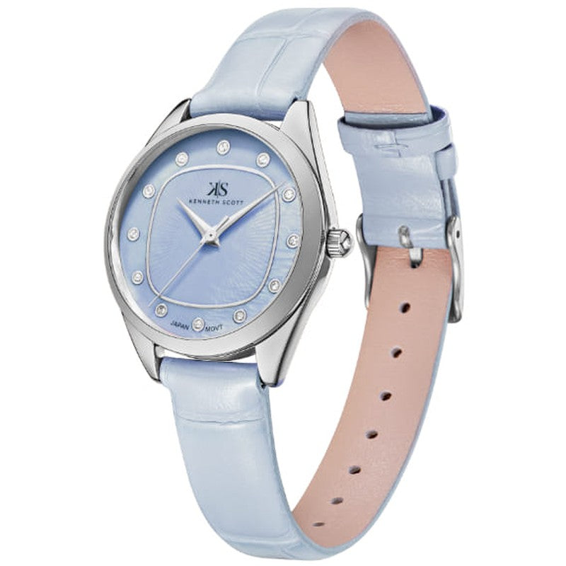 ساعة كينيث سكوت النسائية التناظرية ذات المينا الزرقاء - K24508-SLLL