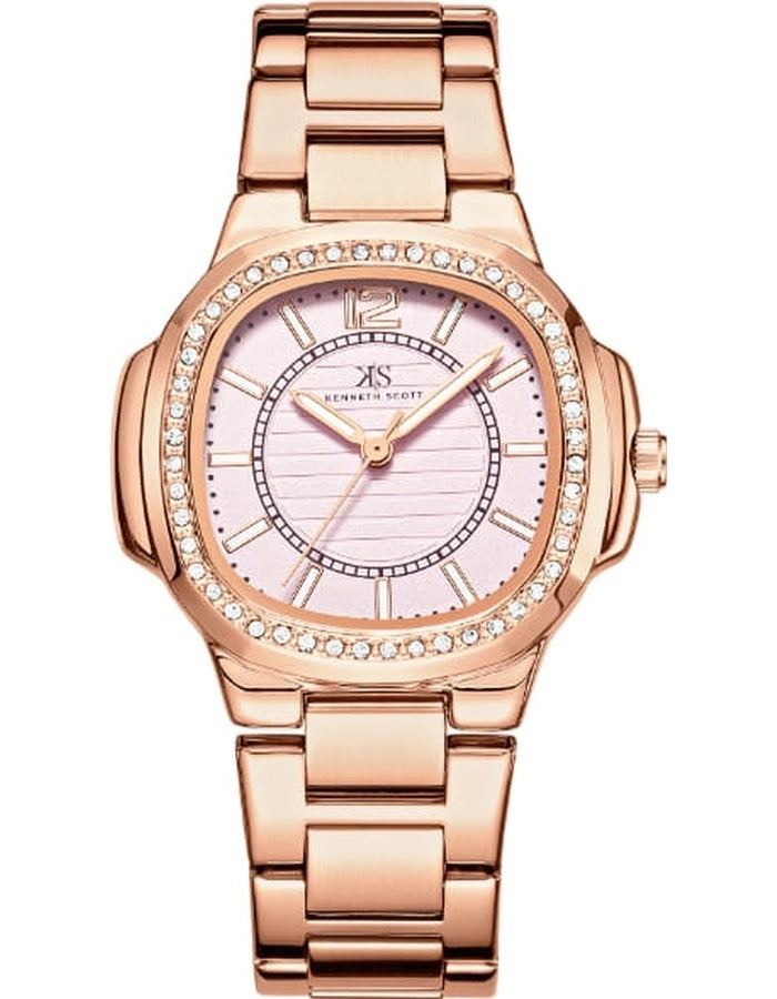 Kenneth Scott Women's Analog Pink Dial Watch - K24507-RBKP