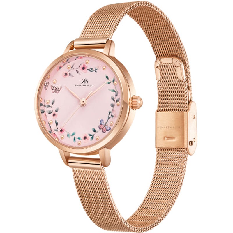Kenneth Scott Women's Analog Pink Dial Watch - K23512-RMKP