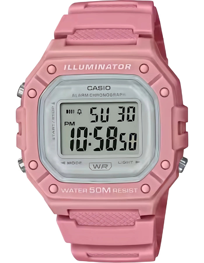 CASIO Womens's Digital Pink Dial Watch - W-218HC-4AVDF