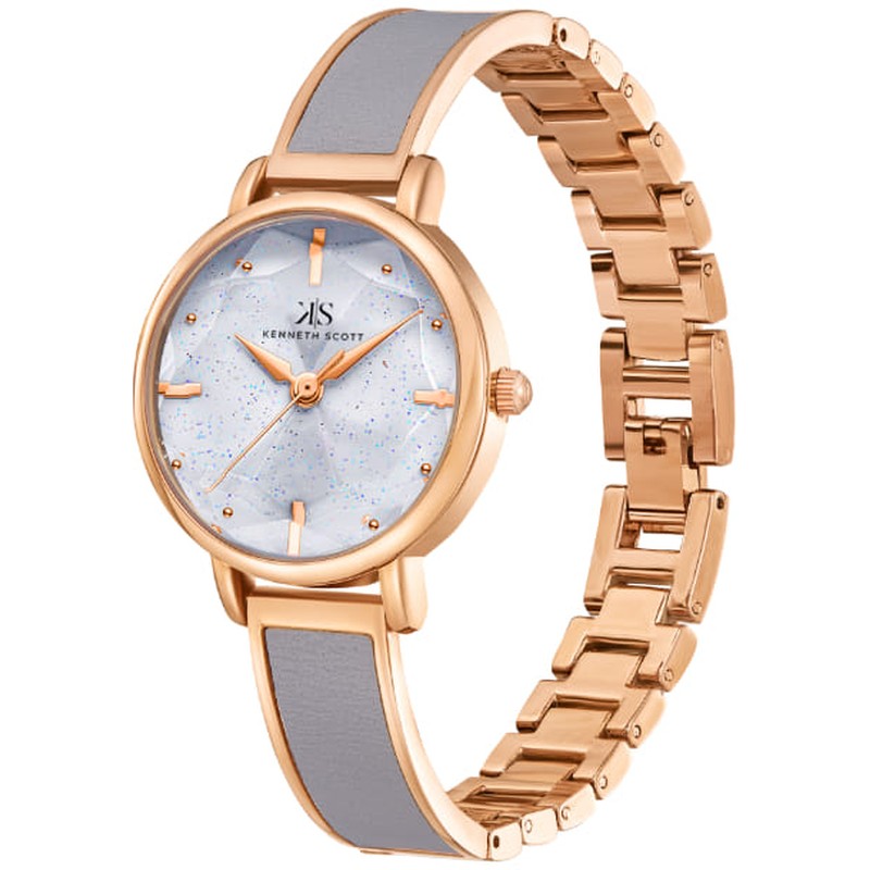 ساعة كينيث سكوت النسائية التناظرية ذات المينا الرمادية - K23503-RBXX