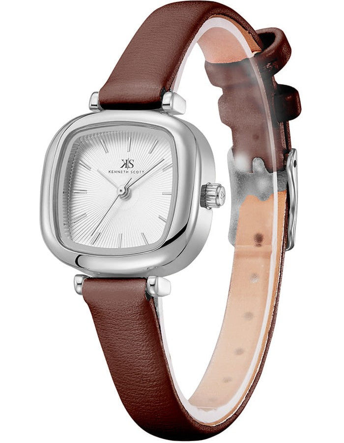 ساعة كينيث سكوت النسائية التناظرية ذات المينا البيضاء - K22525-SLDW