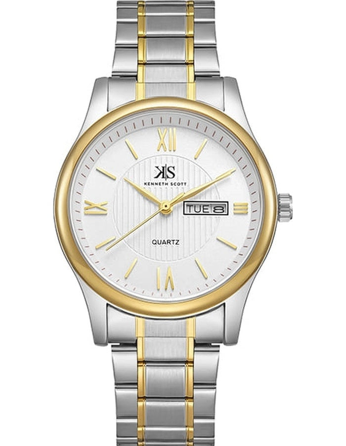 Kenneth Scott Men's Analog White Dial Watch - K23029-TBTW
