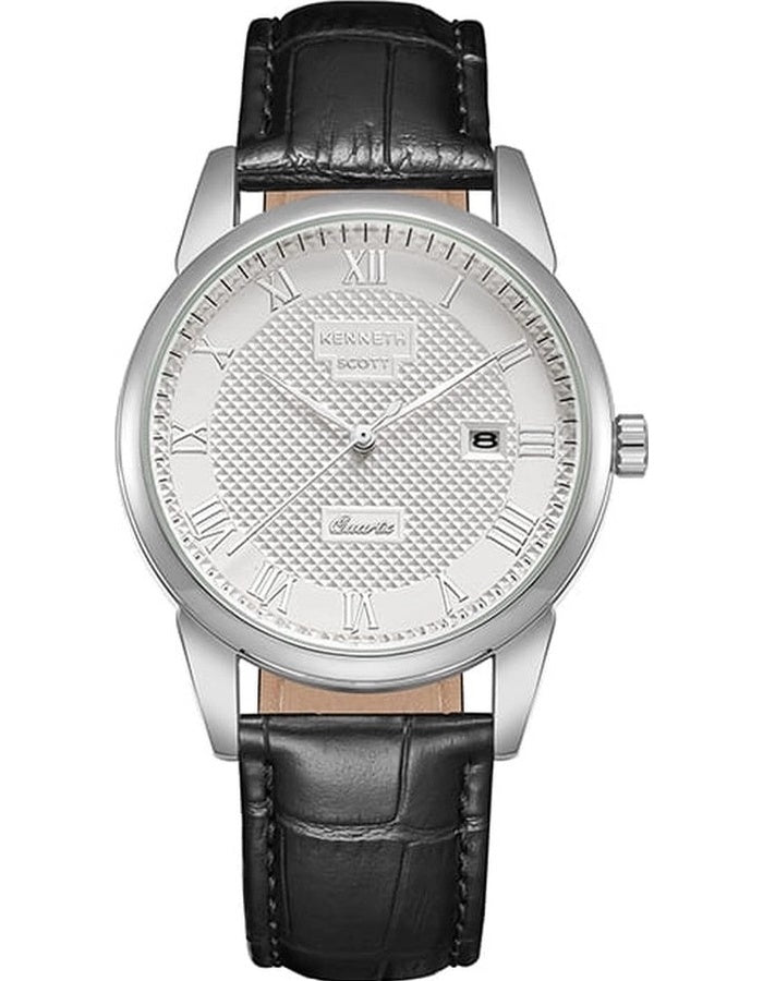 Kenneth Scott Men's Analog White Dial Watch - K23030-SLBW
