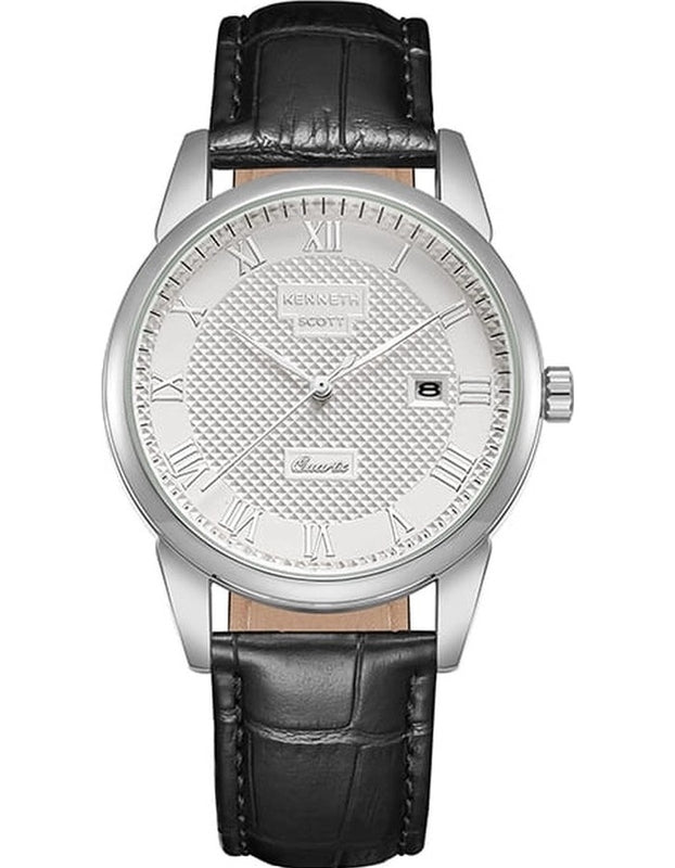 Kenneth Scott Men's Analog White Dial Watch - K23030-SLBW