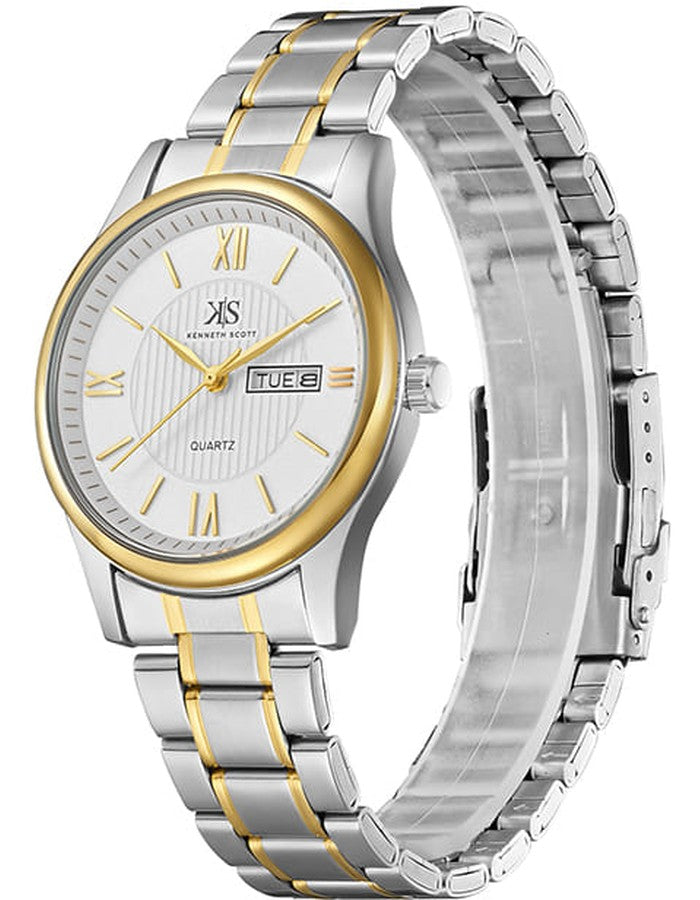 Kenneth Scott Men's Analog White Dial Watch - K23029-TBTW
