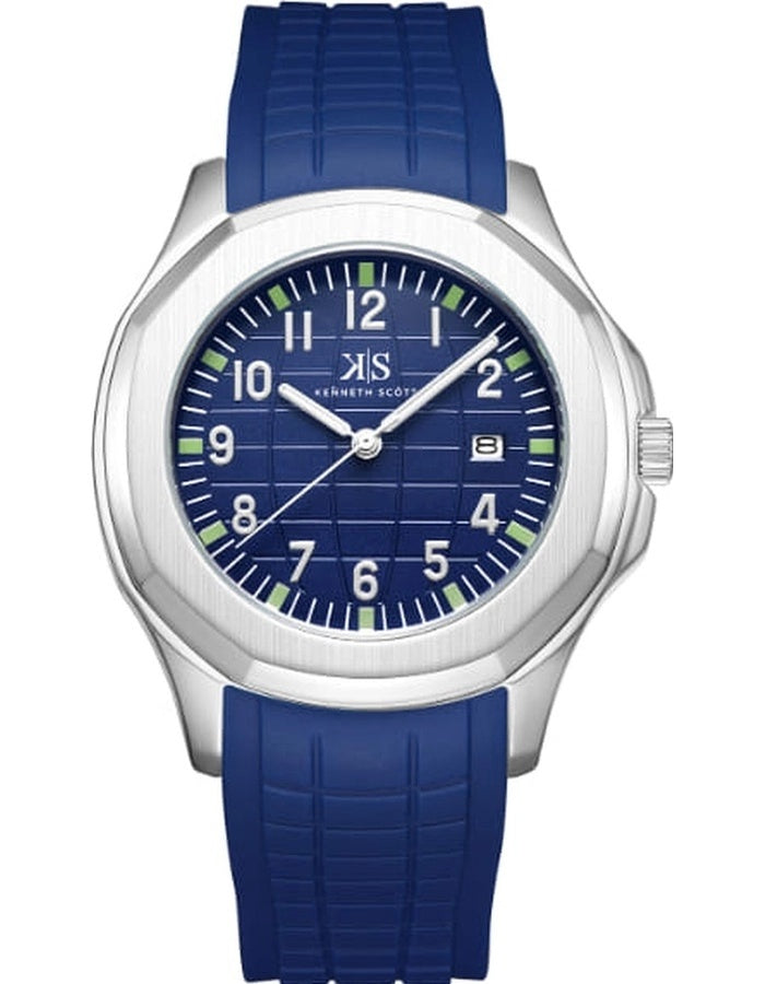 Kenneth Scott Men's Analog Blue Dial Watch - K24014-SSNN