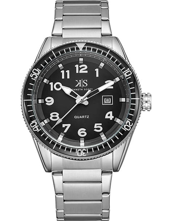 Kenneth Scott Men's Analog Black Dial Watch - K23028-SBSB