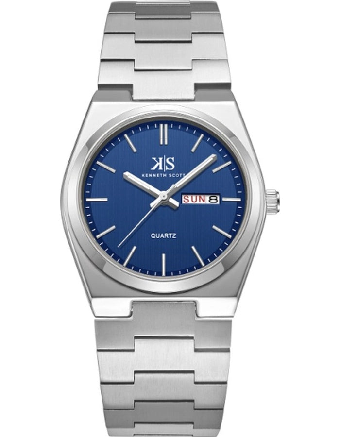 Kenneth Scott Men's Analog Blue Dial Watch - K24011-SBSN