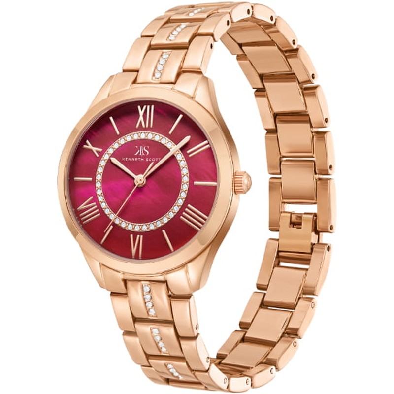 Kenneth Scott Women's Analog Red Dial Watch - K23510-RBKR
