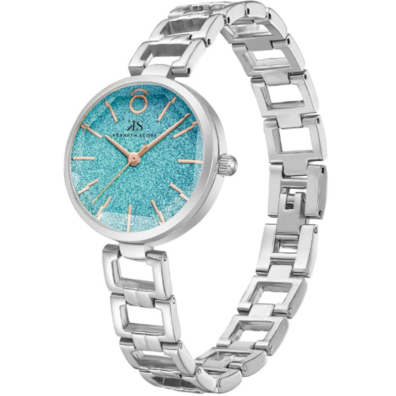ساعة كينيث سكوت النسائية التناظرية ذات المينا الزرقاء - K23514-SBSL