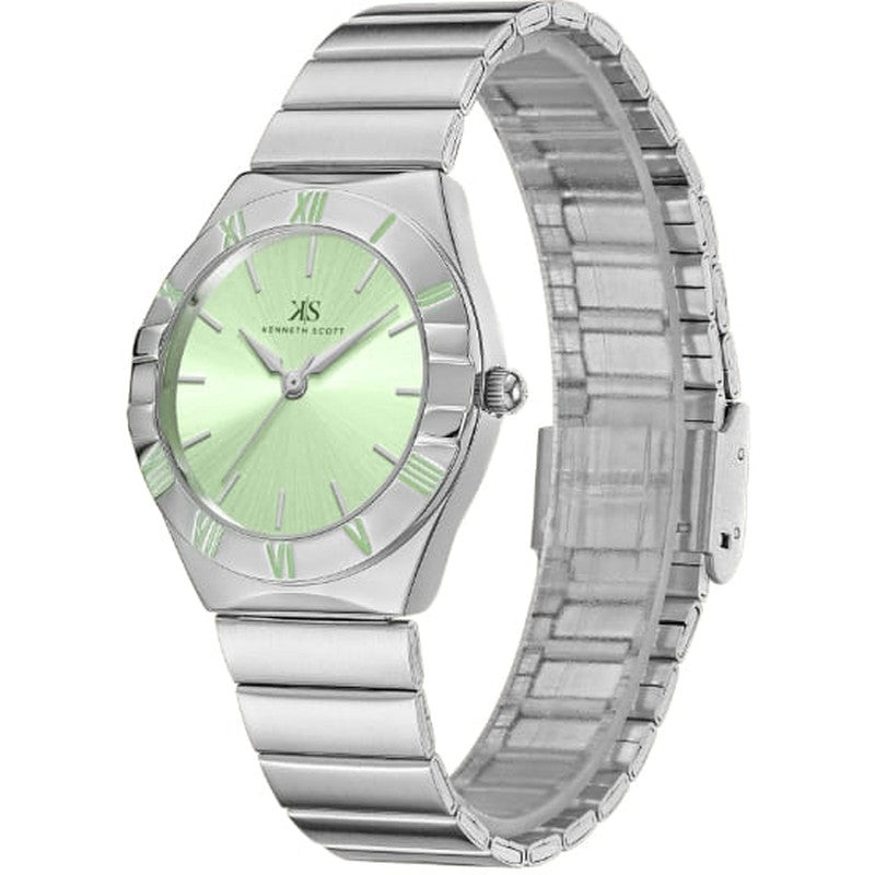 Kenneth Scott Women's Analog Green Dial Watch - K24506-SBSH