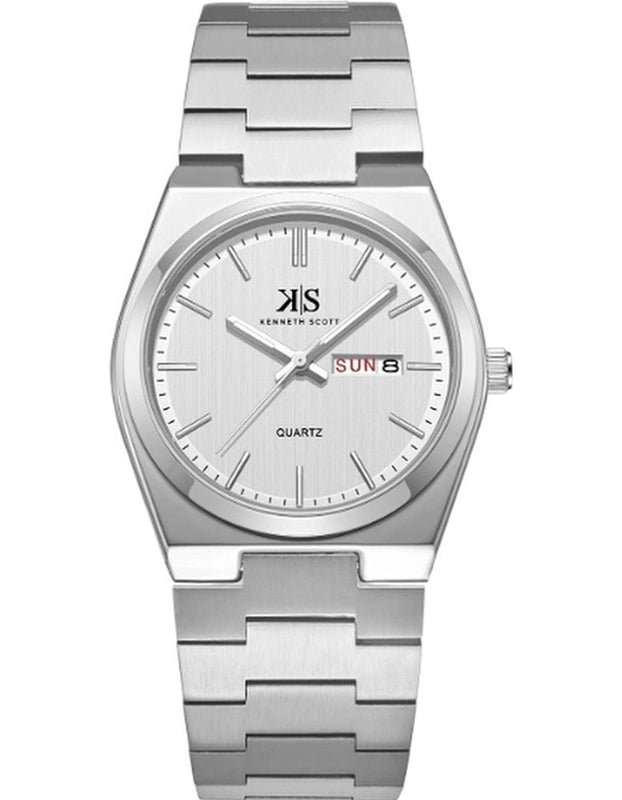 Kenneth Scott Men's Analog White Dial Watch - K24011-SBSW