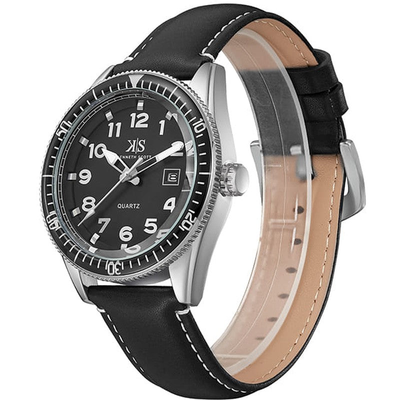 Kenneth Scott Men's Analog Black Dial Watch - K23028-SLBB
