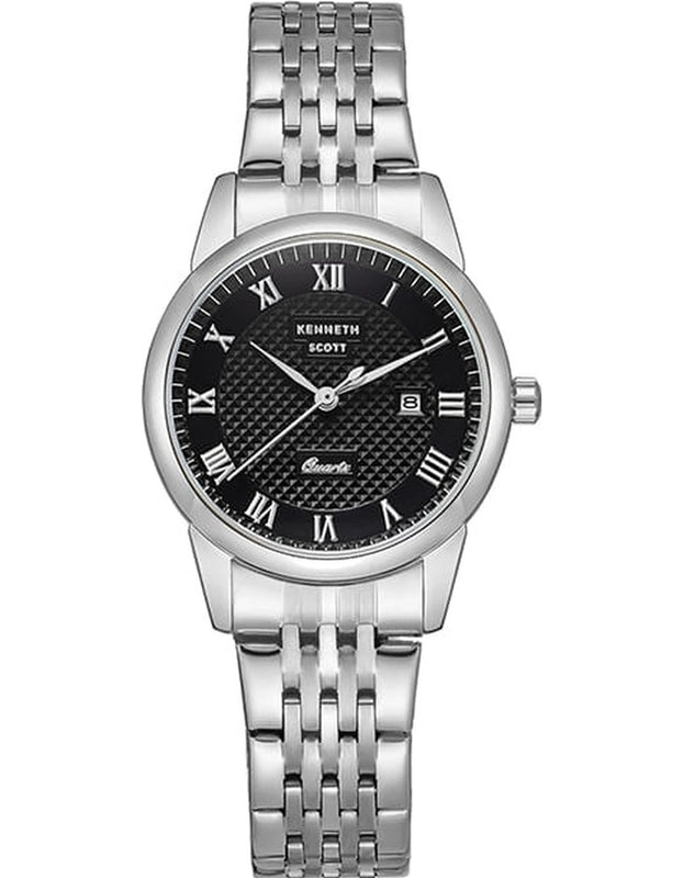 ساعة كينيث سكوت النسائية التناظرية ذات المينا السوداء - K23530-SBSB