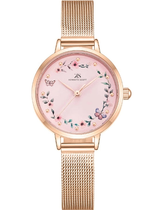 Kenneth Scott Women's Analog Pink Dial Watch - K23512-RMKP