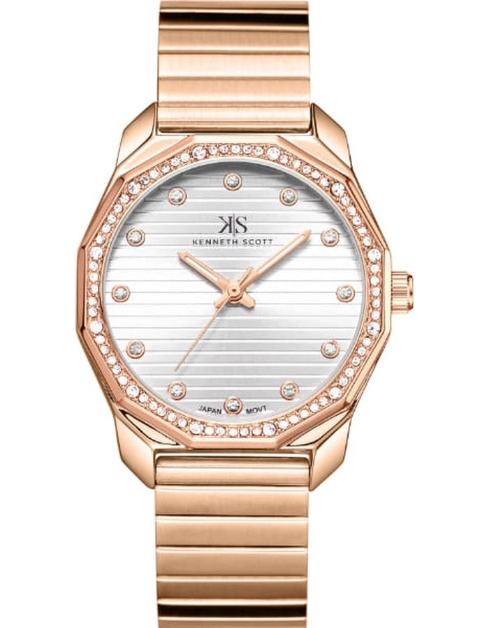 Kenneth Scott Women's Analog White Dial Watch - K24505-RBKW