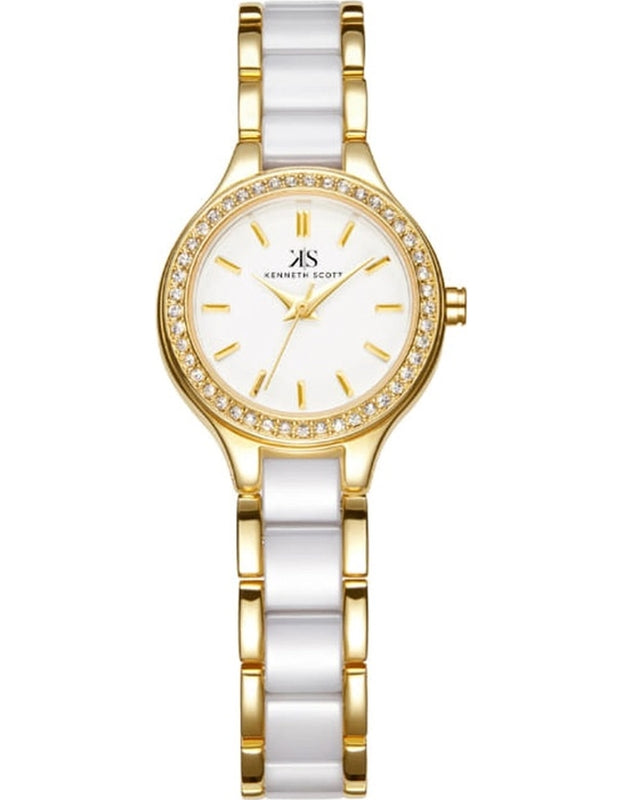 Kenneth Scott Women's Analog White Dial Watch - K23509-GCWW
