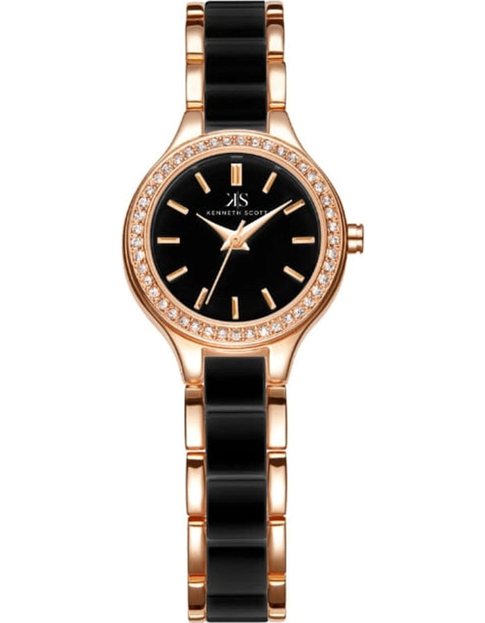 ساعة كينيث سكوت النسائية التناظرية ذات المينا السوداء - K23509-KCBB