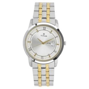 Titan Metal Silver Analog with Day and Date Stainless Steel Strap Watch for Men - Image 1