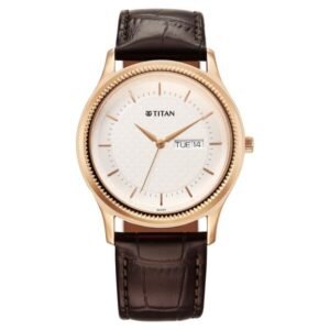 Titan Karishma Quartz Analog with Day and Date Silver Dial Leather Strap Watch For Men - Image 1