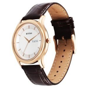 Titan Karishma Quartz Analog with Day and Date Silver Dial Leather Strap Watch For Men - Image 2