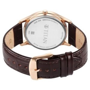 Titan Karishma Quartz Analog with Day and Date Silver Dial Leather Strap Watch For Men - Image 4