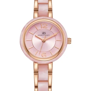 Kenneth Scott Women's Analog Pink Dial Watch - K24501-RCPP - Image 1