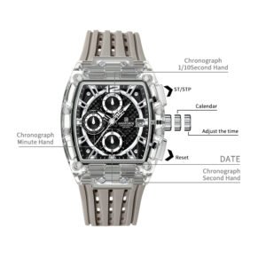 Naviforce NF7105 Sports Transparent Waterproof Quartz Silicone Multifunctional Chronograph Men Watch - Image 5