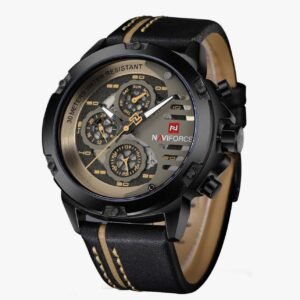 NAVIFORCE Sport Military Watches for Men Waterproof Watch Analog Quartz Leather Band Date Calendar Clock Wristwatch - Image 1